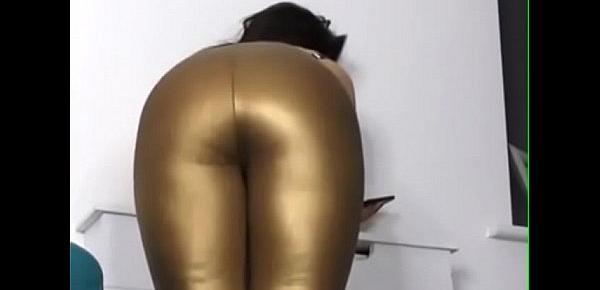  worship ass in gold leggings